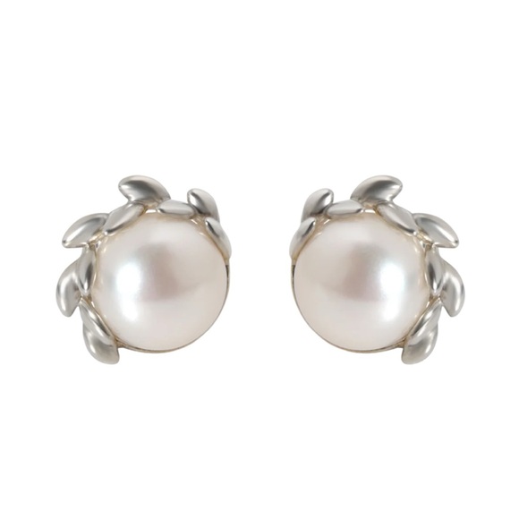 Tiffany olive leaf pearl earrings - Picture 1 of 8